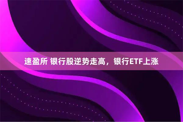 速盈所 银行股逆势走高，银行ETF上涨